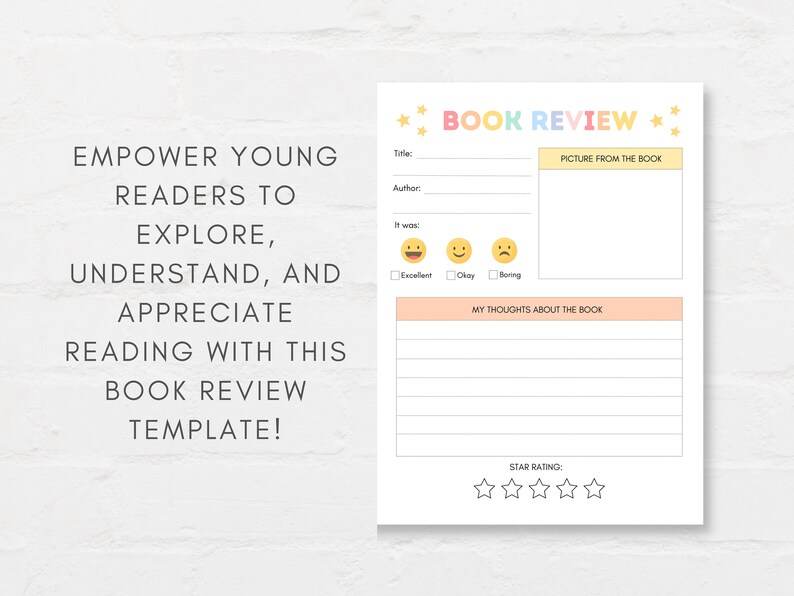 Empower kids  to explore, understand, and appreciate reading with Kids Book Review Printable. Simply download and print.
