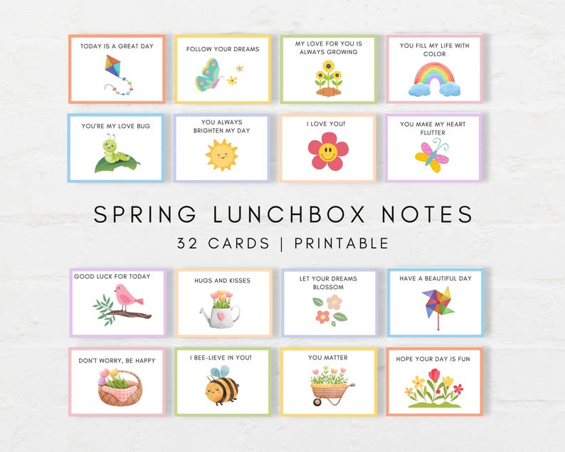 Brighten Up Your Childs Lunch with these fun Lunchbox jokes and notes. This printable bundle includes more than 250 cards.