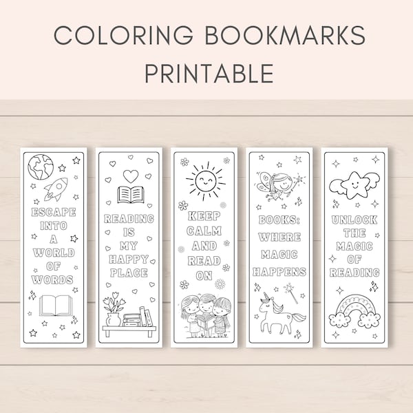 Coloring Bookmarks, Printable Bookmarks, Bookmarks for Kids, DIY Bookmarks, Bookmarks to color, Bookmark Set, Kids Coloring, Gifts for Kids