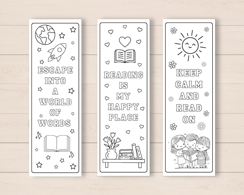 Coloring Bookmarks, Printable Bookmarks, Bookmarks for Kids, DIY Bookmarks, Bookmarks to color, Bookmark Set, Kids Coloring, Gifts for Kids
