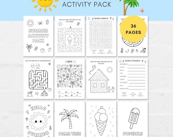 Summer Activity Pack, Kids Games, Coloring Sheets (Digital Download)