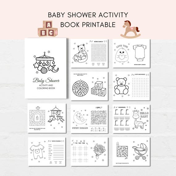 Baby Shower Kids Activity, Baby Shower Activity Book, Baby Shower Games, Baby Shower Activities, Baby Shower Coloring, Baby Shower Printable