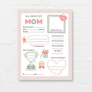Keep kids engage with this Kids Mothers Day Printable, ‘All About Mom’! This delightful childrens Mom interview activity is a perfect way for little ones to express their love and appreciation.