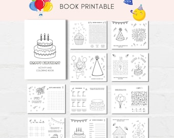 Birthday Activity Book, Kids Birthday Games, Birthday Coloring, Birthday Printable, Kids Birthday, Party Favor, Birthday Party Favor