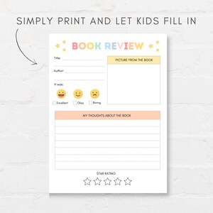 Empower kids  to explore, understand, and appreciate reading with Kids Book Review Printable. Simply download and print.