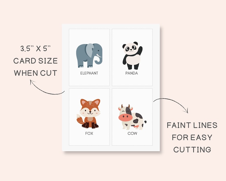Animal Flashcards, Printable Flashcards, Preschool Flashcards, Toddler Flashcards, Baby Flashcards, Animal Cards Set, Flashcards PDF image 5