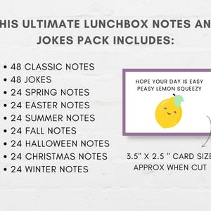 Brighten Up Your Childs Lunch with these fun Lunchbox jokes and notes. This printable bundle includes more than 250 cards.