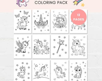 Unicorn Coloring, Unicorn Coloring Pages, Unicorn Birthday, Kids Activities Printable, Printable Activities, Unicorn Coloring Pack