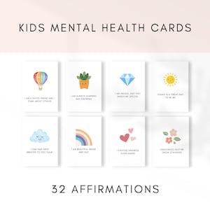 Cartes de santé mentale pour enfants, Cartes d'affirmations pour enfants, Affirmations positives, Carte d'affirmations pour enfants, Affirmations quotidiennes, Carte pour enfants de santé mentale