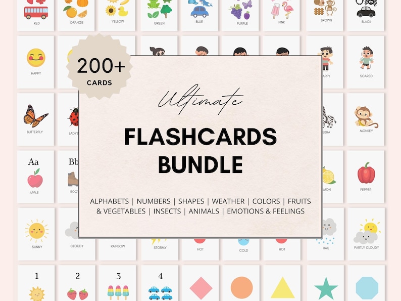 FLASHCARDS Printable, Flashcards for Kids, Printable Flashcards, Alphabet Flashcards, Number Flashcards, Animal Flashcards, Preschool Cards image 1
