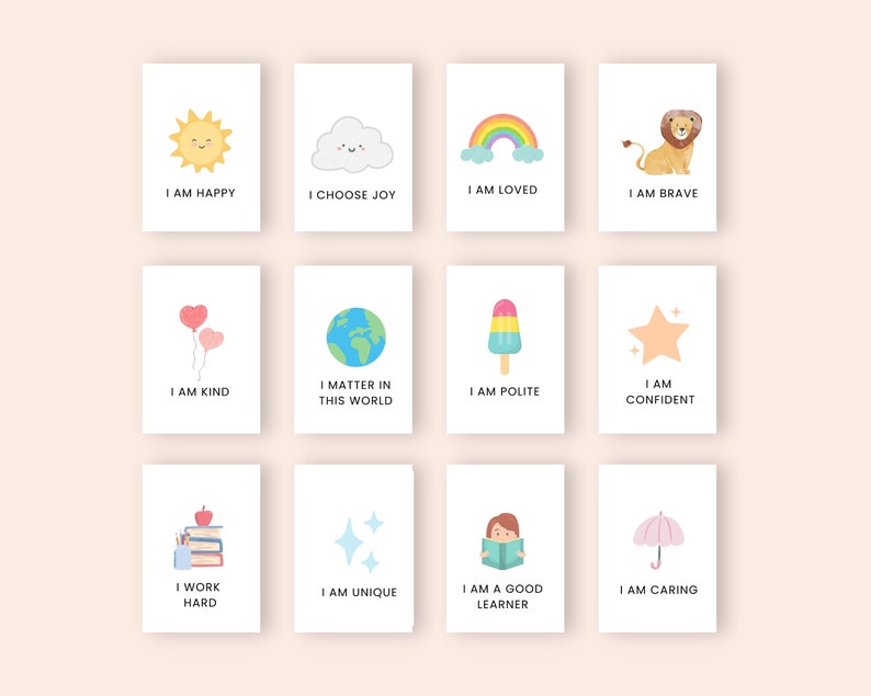 Cartes d'affirmation pour enfants imprimables, cartes d'affirmation positive pour enfants, cartes de motivation, cartes de positivité pour enfants, affirmation quotidienne image 5