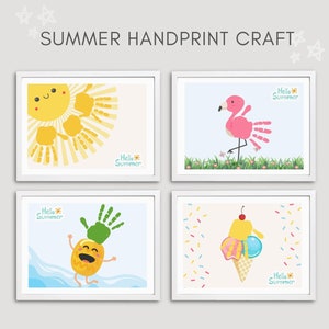 Summer Handprint, Summer Craft Printable, Summer Handprint Art, Printable Handprint, Summer Art Activity, Toddler Craft, Kids Craft Activity