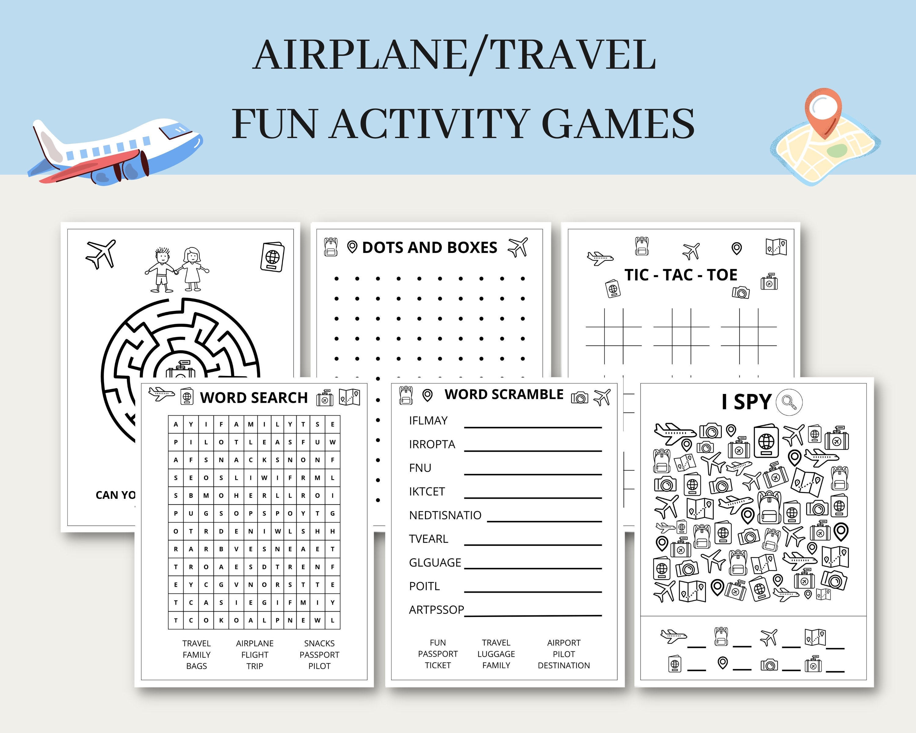 Airplane Activity Book for Kids Ages 4-8: Activity Workb by Buddy Co.,  Pocket