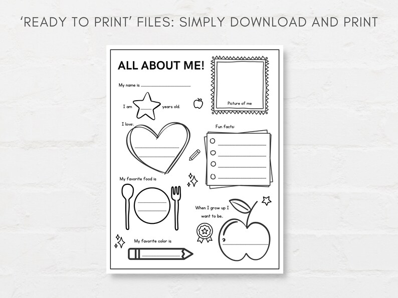 Introduce your child to the world of self-expression with this All About Me printable worksheet! Perfect for classrooms, homeschooling, or fun activities at home.