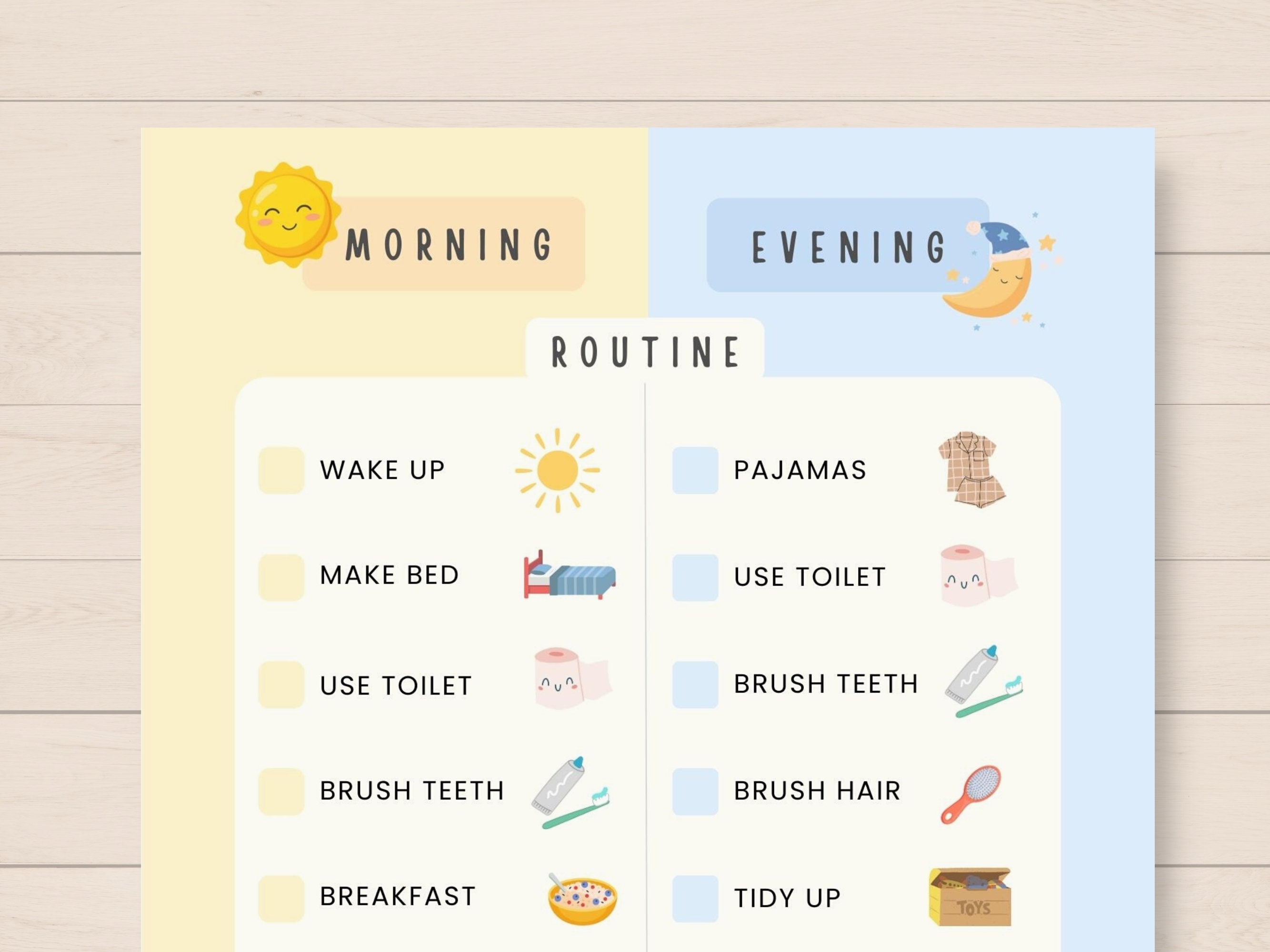 Evening Routine Printable Editable Editable Morning Routine Chart, Evening Routine Chart, Daily Routine ...