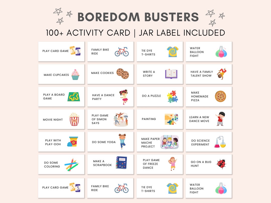 Boredom Jar, Boredom Busters Printable, Bored Jar, I’m Bored Jar ...