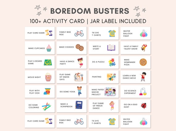 Boredom Jar, Boredom Busters Printable, Bored Jar, I’m Bored Jar, Activity Cards, Kids Activity, Family Activity, Fun Activities, Printable