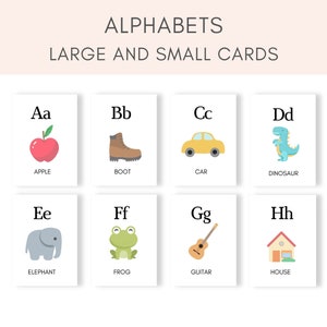 Alfabeto Flashcard para impressão, ABC Flashcard, Alfabeto para impressão, Letras pré-escolares, Montessori para impressão, Livro ABC para bebês, Alfabetos de sala de aula