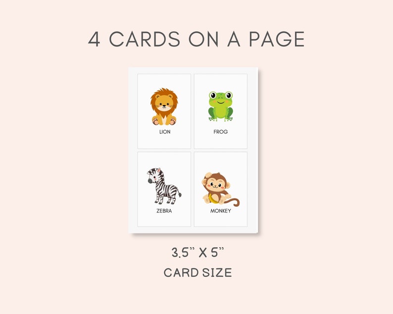 Animal Flashcards, Printable Flashcards, Preschool Flashcards, Toddler Flashcards, Baby Flashcards, Animal Cards Set, Flashcards PDF image 2