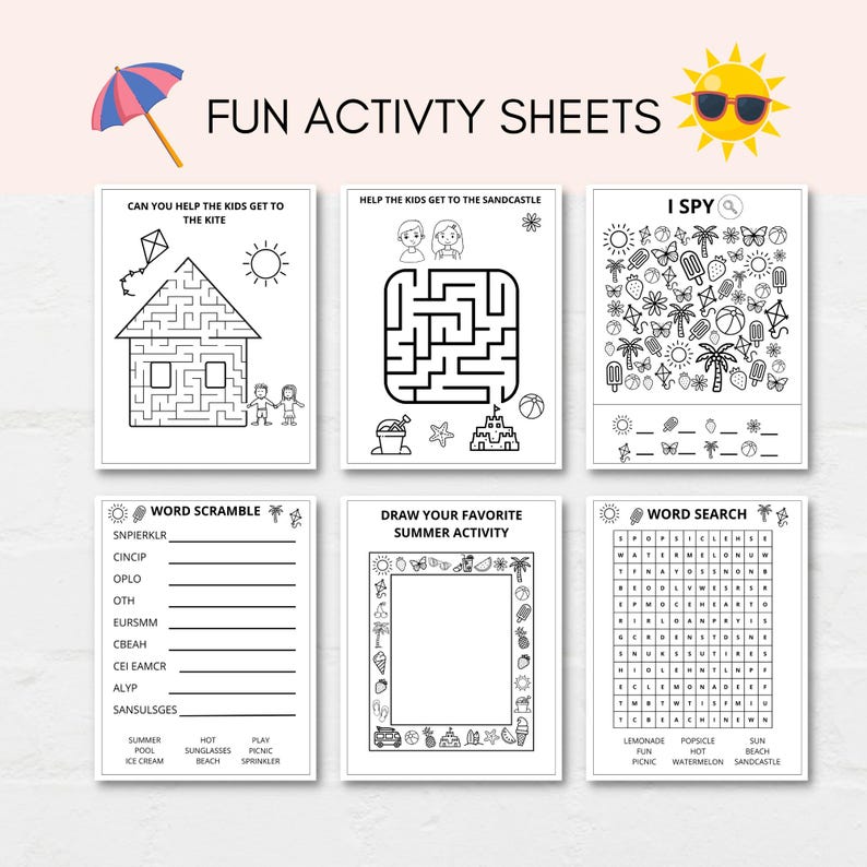 This Summer Activity Book is a perfect way to keep kids engaged this Summer Vacation. The PDF has fun summer games and summer coloring sheets. It can also be used as a party favour. Print as many as you like.