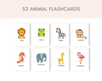 Flashcards animaux, Flashcards imprimables, Flashcards préscolaires, Flashcards pour tout-petits, Flashcards bébé, Jeu de cartes animales, Flashcards PDF
