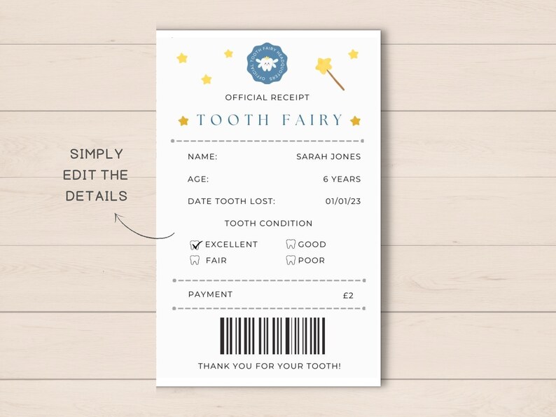Make the Tooth Fairy's visit even more magical with this editable Tooth Fairy Letter Printable! This enchanting tooth fairy note can be personalized with your child's name, making it a cherished keepsake.