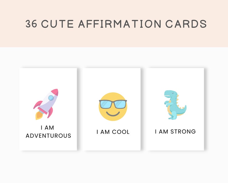 Affirmation Cards For Kids Printable, Children's Positive Affirmation Cards, Motivational Cards, Kids Positivity Cards, Daily Affirmation image 2