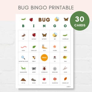 Bug Bingo Printable Game, Insect Bingo, Nature Bingo Game, Preschool Bug Activity, Bug Themed Learning Game, Kids Insect Game, Bug Bingo