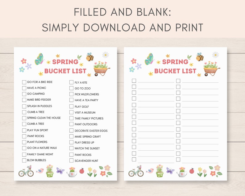 Make each season memorable and filled with joy for your kids with this Seasonal Bucket List Bundle! This printable bundle includes four delightful bucket lists, one for each season - Spring, Summer, Fall, and Winter.
