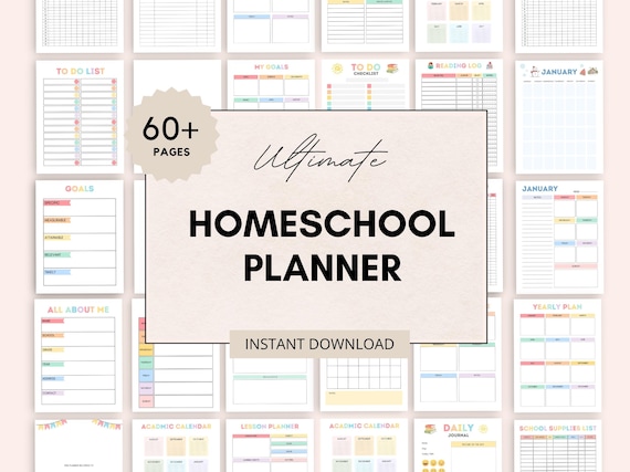 Homeschool Planner Printable, Homeschool Planner PDF, Kids Homeschool Organizer, Printable Homeschool Schedule, Daily Homeschool Planner PDF