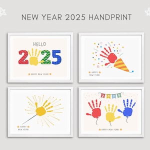 New Years Handprint Printable, 2025 Handprint Craft, Happy New Year Craft, New Year Printable, New Years Activity, New Years Eve Kids, PDF