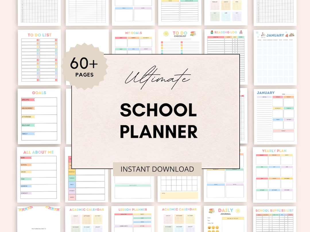 School Planner for Kids, Student Planner, Kids Printable School Planner ...