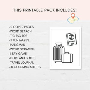 Keep kids busy while travelling with this Airplane Activities Printable Pack. This comprehensive pack is filled with fun games and coloring sheets designed to keep little ones entertained during long trips and flights.