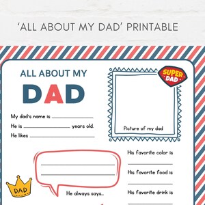 Keep kids engage with this Kids Fathers Day Printable, ‘All About Dad’! This delightful childrens Dad interview activity is a perfect way for little ones to express their love and appreciation.
