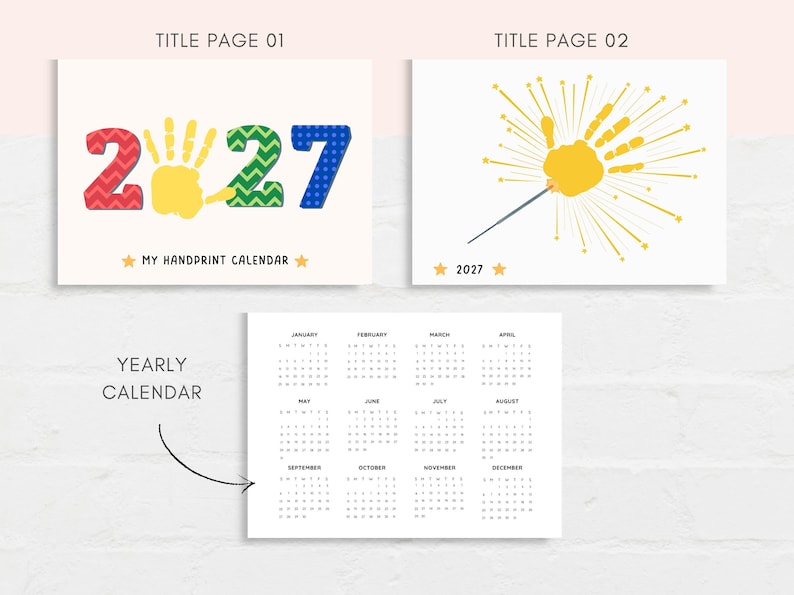 Celebrate your child’s growth with this handprint calendar for 2027!
This  handprint calendar allows you to create lasting memories with your child’s handprints each month. Simply add your child’s handprints to this printable handprint calendar, and you’ll have a unique, creative, and meaningful way to celebrate the year.