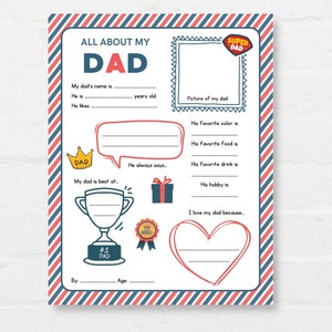 Keep kids engage with this Kids Fathers Day Printable, ‘All About Dad’! This delightful childrens Dad interview activity is a perfect way for little ones to express their love and appreciation.