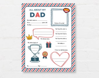 Tutto su papà stampabile, questionario per la festa del papà, tutto su mio papà, attività per la festa del papà, festa del papà per bambini, festa del papà stampabile