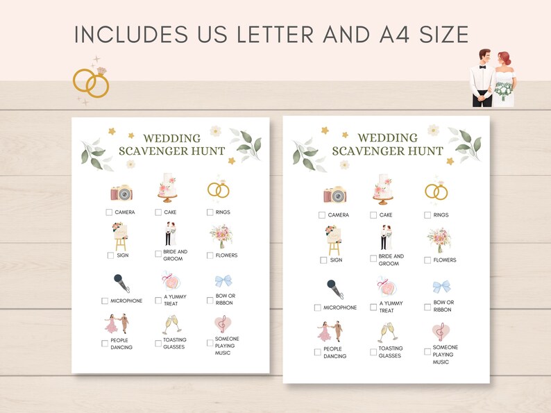 Add fun to your wedding with this Wedding Scavenger Hunt! This interactive game is perfect for engaging your guests specially kids and creating lasting memories.