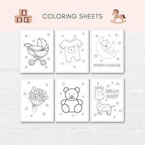 Keep the kids entertained at baby shower with this printable activity pack! This pack includes 10 fun and engaging games as well as 10 beautiful coloring sheets featuring baby shower-themed designs. It can also be used as a party favor.