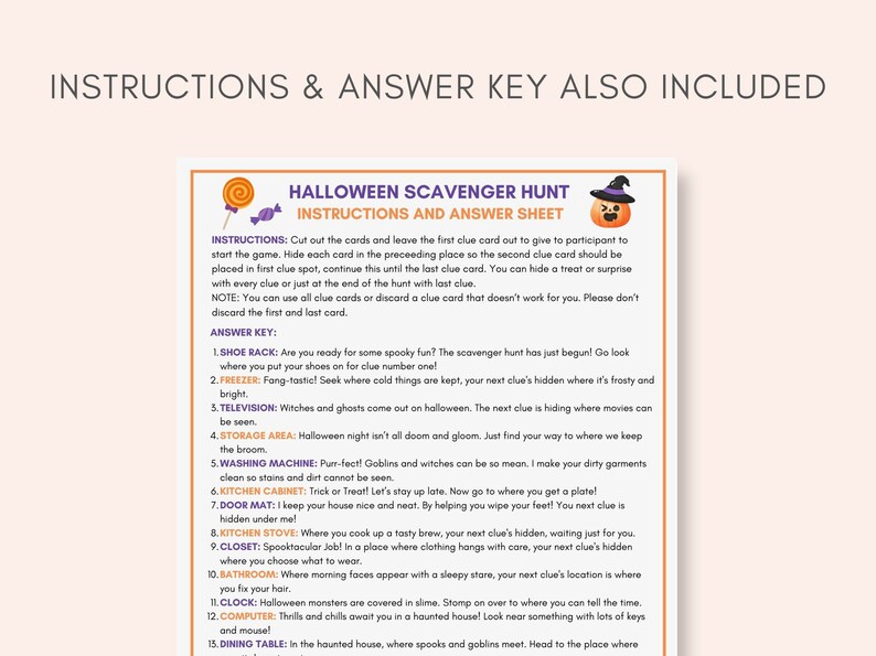 This printable Halloween Scavenger Hunt game is perfect for keeping your little ones entertained and excited during Halloween. Get ready for a spooktacular adventure as your children search for Halloween- treats around the house.