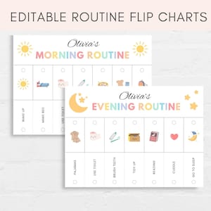 Routine Flip Chart, Morning Routine, Bedtime Routine, Kids Routine Chart, Daily Routine Chart, Daily Rhythm, Editable Routine Flipchart