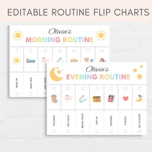 Routine Flip Chart, Morning Routine, Bedtime Routine, Kids Routine Chart, Daily Routine Chart, Daily Rhythm, Editable Routine Flipchart