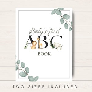 Primeiro livro ABC do bebê, Jogos de chá de bebê para impressão, Livro ABC Chá de bebê, Livro de colorir ABC, Flashcards ABC, Atividades de chá de bebê