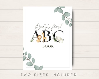 Baby's eerste ABC-boek, babyshowerspellen afdrukbaar, ABC-boekbabyshower, ABC-kleurboek, ABC-flashcards, babyshoweractiviteit