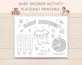 Baby Shower Activity Placemat, Baby Shower Activities, Baby Shower Games, Baby Shower Coloring, Children’s Party Games, Printable Placemat