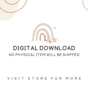K&ouml;nnte beinhalten: Digitaler Download-Grafik mit einem Regenbogen und Sternen in Beige- und Braunt&ouml;nen. Der Text lautet "DIGITALER DOWNLOAD KEIN PHYSIKALISCHER ARTIKEL WIRD VERSANDT BESUCHEN SIE DEN SHOP F&Uuml;R MEHR".