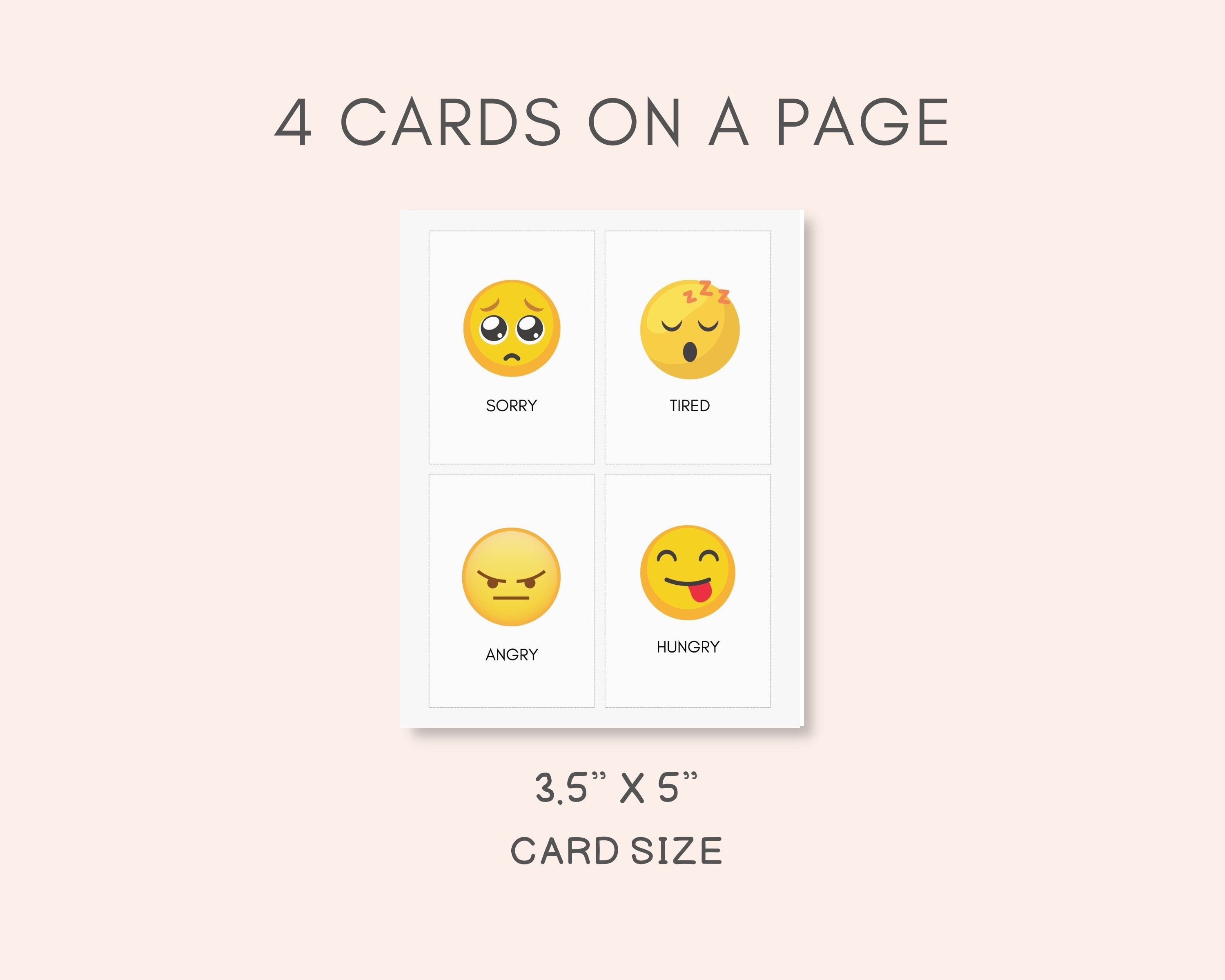 Emotion Flashcards Printable Flashcards Emoji Flashcards Etsy UK
