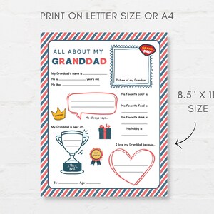 Keep kids engage with this Kids Fathers Day Printable, ‘All About Granddad’! This delightful childrens grandad interview activity is a perfect way for little ones to express their love and appreciation.