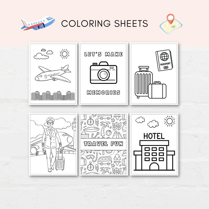 Keep kids busy while travelling with this Airplane Activities Printable Pack. This comprehensive pack is filled with fun games and coloring sheets designed to keep little ones entertained during long trips and flights.
