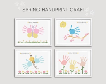 Frühling Handabdruck, Frühling Handabdruck Basteln, Kinder Basteln Aktivität, Frühling Aktivitäten, Handabdruck Andenken, Frühling Basteln Printable, Hallo Frühling